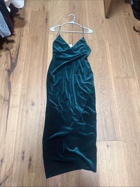 isaura maxi dress in green & silver Azazie Plus Size Maxi Floor-Length Dresses A-Line Wedding Guest Formal Dresses Strapless Celadon
